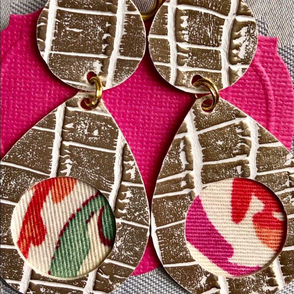 NWT Earrings, Designer White Metallic,light weight